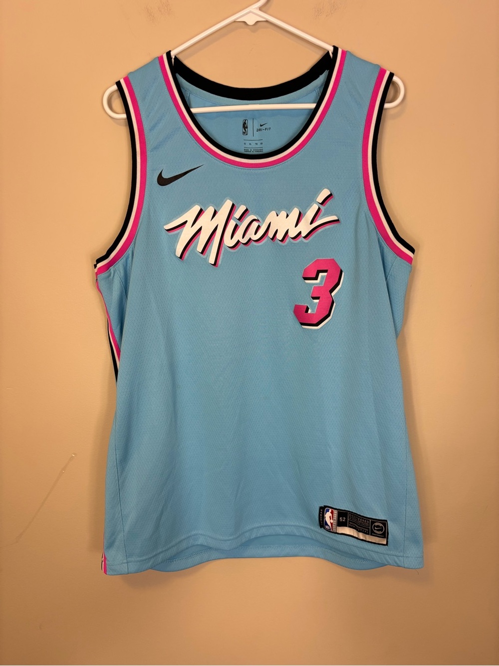 NBA Nike Miami Heat Swingman Edition Light Blue & Pink Jersey Wade #3 XL